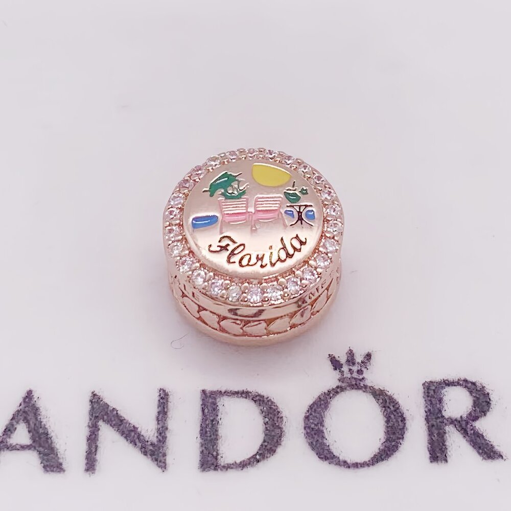 Pandora Beach Flamingo Florida Charm Rose Gold-Plated